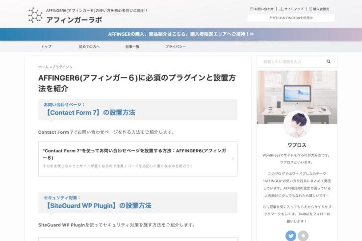 マイブロックでカテゴリーページを編集してできたイメージ:マイブロック機能の使い方:AFFINGER6アフィンガー6)