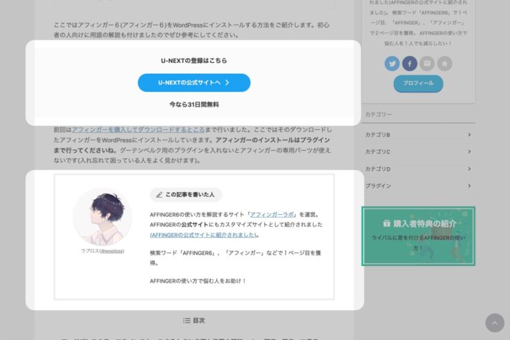 マイブロックで作成したパーツを記事で表示したときのイメージ:マイブロック機能の使い方:AFFINGER6アフィンガー6)