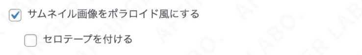 「ポラロイド風にする」にチェックを入れるとポラロイド風の枠が付く