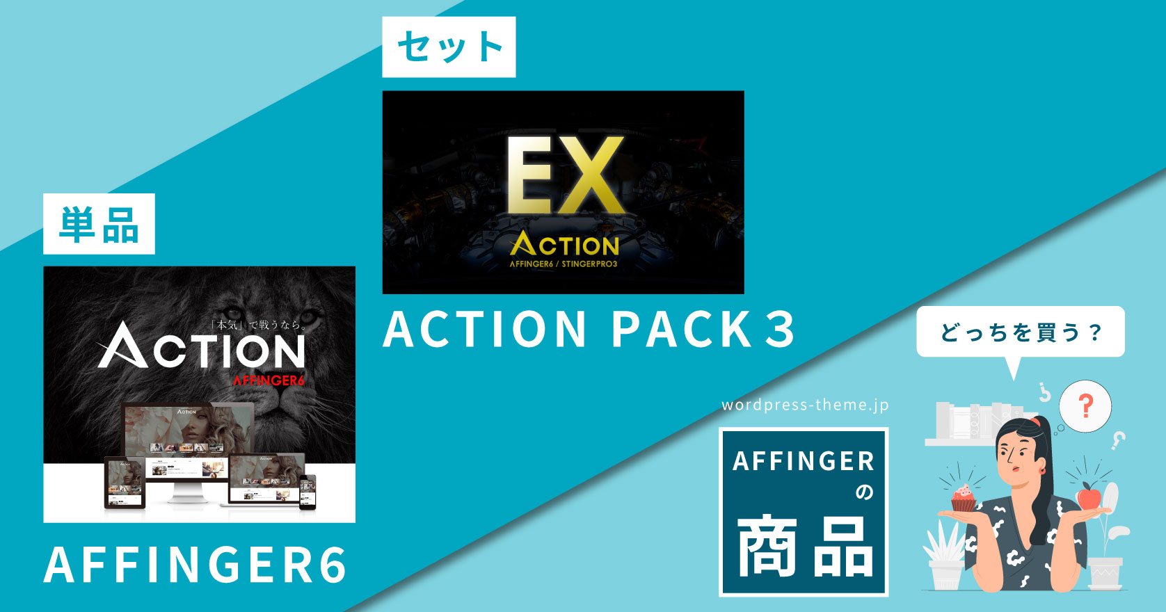 購入するAFFINGER(アフィンガー)の商品を決める(単品のAFFINGER6、セットのACTION PACK3)